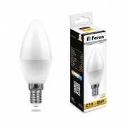 Лампа светодиодная Feron E14 9W 2700K Свеча Матовая LB-570 25798