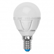 Лампа светодиодная Uniel E14 7W 3000K матовая LED-G45-7W/WW/E14/FR PLP01WH UL-00000773