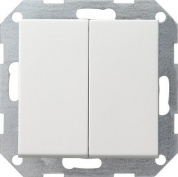 Выключатель кнопочный двухклавишный Gira System 55 10A 250V чисто-белый шелковисто-матовый 012527