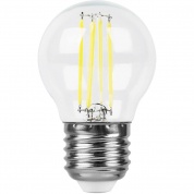 Лампа светодиодная филаментная Feron E27 9W 4000K Шар Прозрачная LB-509 38004