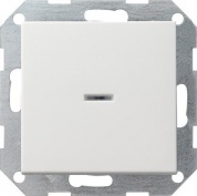 Переключатель кнопочный одноклавишный Gira System 55 с подсветкой 10A 250V чисто-белый шелковисто-матовый 013627