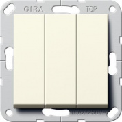 Выключатель трехклавишный Gira System 55 10A 250V кремовый глянцевый 284401