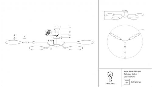 Потолочная люстра Maytoni Ventura MOD012CL-06G фото 3