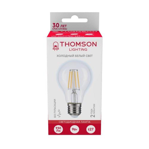 Лампа светодиодная филаментная Thomson E27 9W 6500K груша прозрачная TH-B2331 фото 3