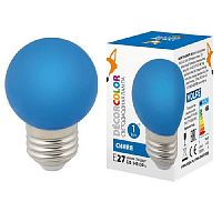 Лампа светодиодная Volpe E27 1W синяя LED-G45-1W/BLUE/E27/FR/С UL-00005647