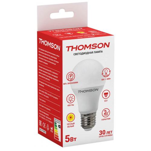 Лампа светодиодная Thomson E27 5W 3000K груша матовая TH-B2097 фото 2