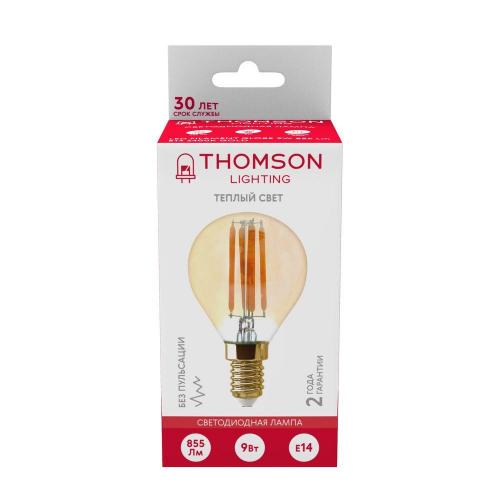 Лампа светодиодная филаментная Thomson E14 9W 2400K шар прозрачная TH-B2123 фото 3