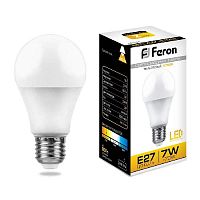 Лампа светодиодная Feron E27 7W 2700K Шар Матовая LB-91 25444