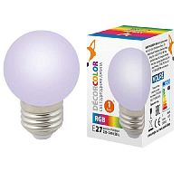 Лампа светодиодная Volpe E27 1W матовая LED-G45-1W/RGB/E27/FR/С UL-00005808