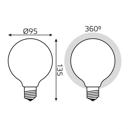 Лампа светодиодная филаментная диммируемая Gauss E27 10W 4100К матовая 189202210-D фото 4