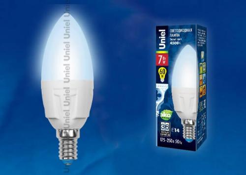 Лампа светодиодная Uniel E14 7W 4000K матовая LED-C37 7W/NW/E14/FR PLP01WH UL-00002411 фото 2