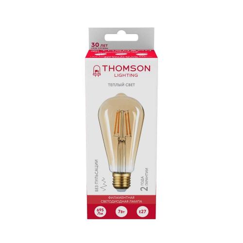 Лампа светодиодная филаментная Thomson E27 7W 2400K прямосторонняя трубчатая прозрачная TH-B2129 фото 3