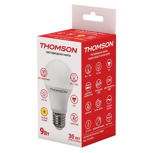 Лампа светодиодная Thomson E27 9W 3000K груша матовая TH-B2003 фото 3