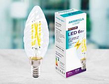 Лампа светодиодная филаментная Ambrella light E14 6W 6400K прозрачная 202126