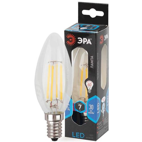 Лампа светодиодная филаментная ЭРА E14 7W 4000K прозрачная F-LED B35-7W-840-E14 Б0027943 фото 3