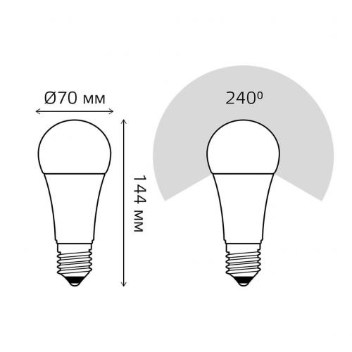 Лампа светодиодная Gauss E27 22W 3000К матовая 102502122 фото 2