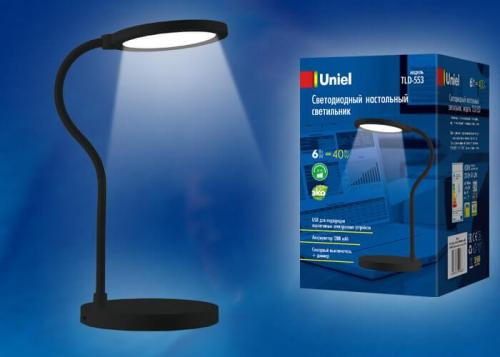 Настольная лампа Uniel TLD-553 Black/LED/400Lm/4500K/Dimmer/USB UL-00003339 фото 2