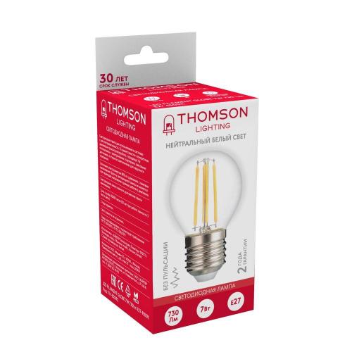 Лампа светодиодная филаментная Thomson E27 7W 4500K шар прозрачная TH-B2092 фото 2