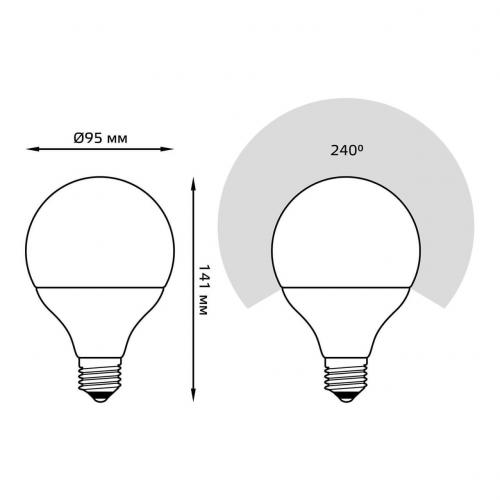 Лампа светодиодная Gauss E27 16W 4100K матовая 105102216 фото 2