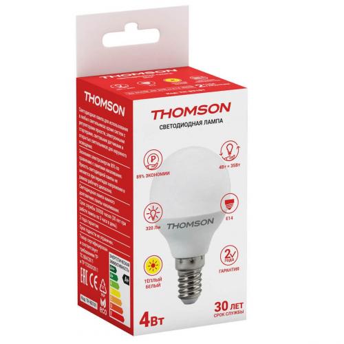 Лампа светодиодная Thomson E14 4W 3000K шар матовая TH-B2101 фото 2