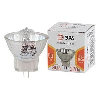 Лампа галогенная ЭРА GU4 50W 3000K прозрачная GU4-MR11-50W-220V-30 CL Б0044095