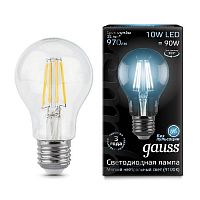 Лампа светодиодная филаментная Gauss E27 10W 4100К прозрачная 102802210