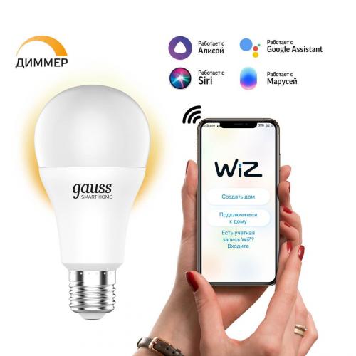 Лампа светодиодная диммируемая Gauss Smart Home E27 10W 2700K матовая 1070112 фото 2