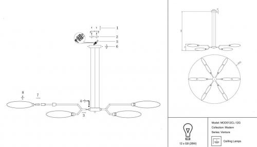 Подвесная люстра Maytoni Ventura MOD012CL-12G фото 3