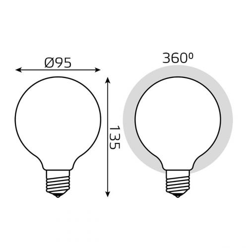 Лампа светодиодная филаментная Gauss E27 10W 3000К матовая 189202110 фото 2