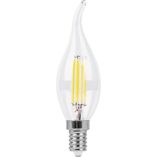 Лампа светодиодная филаментная Feron E14 5W 4000K Свеча на ветру Прозрачная LB-59 25576 фото 2