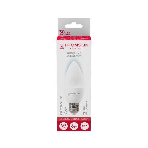 Лампа светодиодная Thomson E27 6W 6500K свеча матовая TH-B2359 фото 3