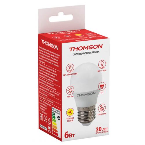 Лампа светодиодная Thomson E27 6W 3000K шар матовая TH-B2037 фото 2
