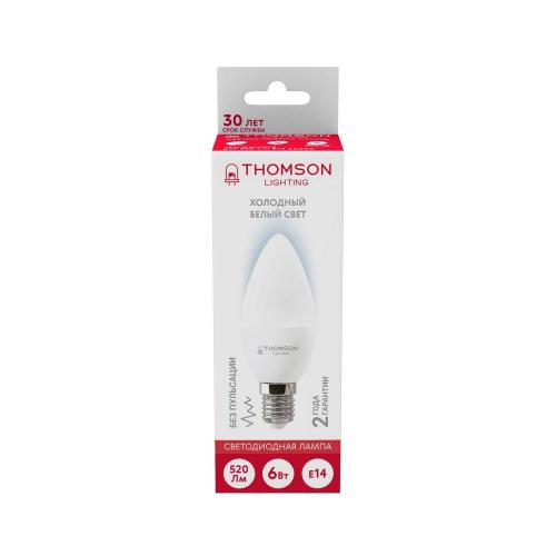 Лампа светодиодная Thomson E14 6W 6500K свеча матовая TH-B2307 фото 3