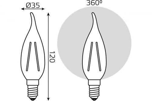 Лампа светодиодная филаментная Gauss E14 13W 4100K прозрачная 104801213 фото 2