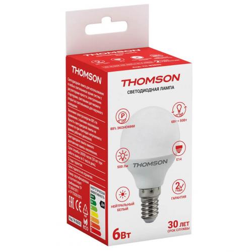 Лампа светодиодная Thomson E14 6W 4000K шар матовая TH-B2032 фото 2