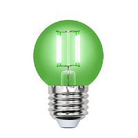 Лампа светодиодная филаментная Uniel E27 5W зеленая LED-G45-5W/GREEN/E27 GLA02GR UL-00002988