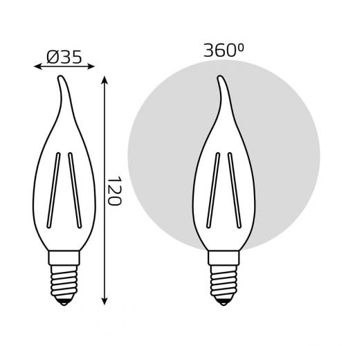 Лампа светодиодная диммируемая Gauss филаментная E14 5W 4100К прозрачная 104801205-D фото 5