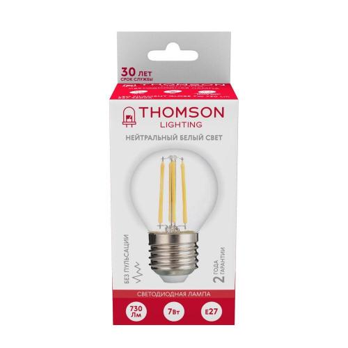 Лампа светодиодная филаментная Thomson E27 7W 4500K шар прозрачная TH-B2092 фото 3