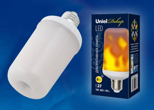 Лампа светодиодная декоративная Uniel E27 6W матовая LED-L60-6W/FLAME/E27/FR PLD01WH UL-00003360 фото 2