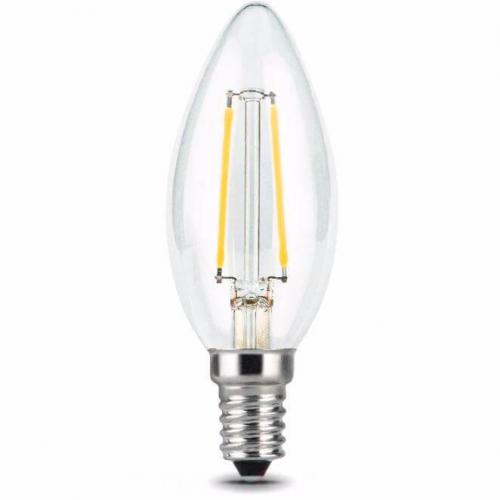 Лампа светодиодная филаментная Gauss E14 7W 4100К прозрачная 103801207 фото 2