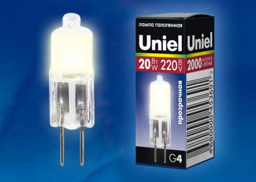 Лампа галогенная Uniel G4 20W прозрачная JC-220/20/G4 CL 01822 фото 2