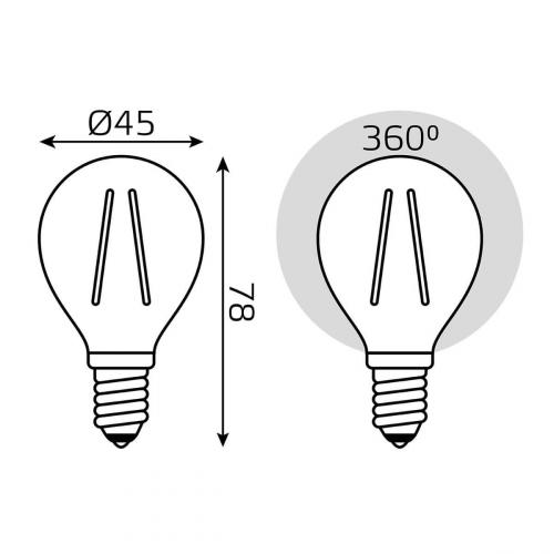 Лампа светодиодная филаментная Gauss E14 9W 2700К прозрачная 105801109 фото 3