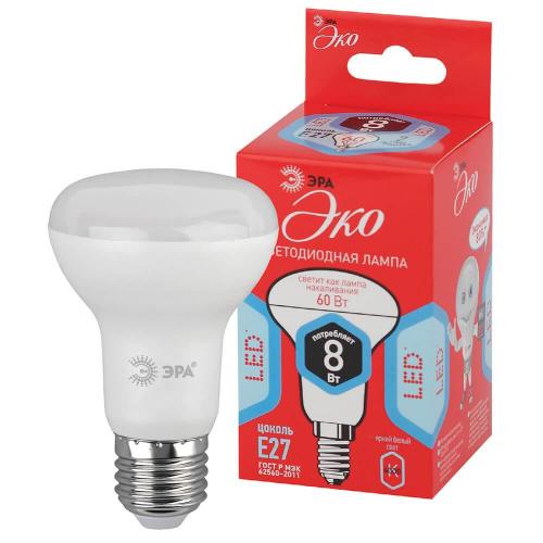 Лампа светодиодная ЭРА E27 8W 4000K матовая ECO LED R63-8W-840-E27 Б0050299 фото 2