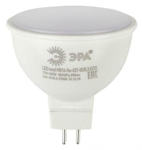 Лампа светодиодная ЭРА GU5.3 5W 2700K матовая LED MR16-5W-827-GU5.3 R Б0050230 фото 3
