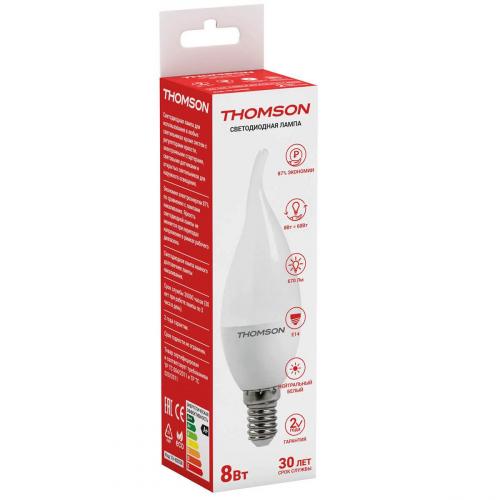 Лампа светодиодная Thomson E14 8W 4000K свеча на ветру матовая TH-B2028 фото 2