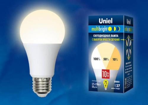 Лампа светодиодная Uniel E27 10W 3000K матовая LED-A60-10W/WW/E27/FR/MB PLM11WH UL-00002371 фото 2