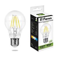 Лампа светодиодная филаментная Feron E27 9W 4000K Шар Прозрачная LB-63 25632