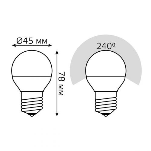 Лампа светодиодная диммируемая Gauss E27 7W 3000K матовая 105102107-S фото 3